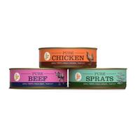 JR Pet Pure Meat Chicken, Beef and Sprats Variety Pack Topper and Mixer for Dogs - 15 x 80g