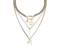 JRAIYBZ Gold Layered stacked Necklaces for women 3PS Chunky Statement Necklaces Stack Mixed Metal Charm Necklace for Women Trendy Coin Jewelry Gift for Her Gifts for Chrismas