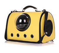 Jrameoy Pu Breathable Dog Cat Bag Pet Bag Out Carrying Bag Folding Transparent Space Bag Suitable for Small Pets (yellow)