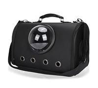 Jrameoy Pu Breathable Dog Cat Bag Pet Bag Out Carrying Bag Folding Transparent Space Bag Suitable for Small Pets (black)