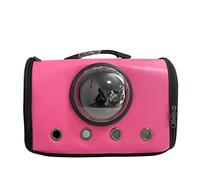 Jrameoy Pu Breathable Dog Cat Bag Pet Bag Out Carrying Bag Folding Transparent Space Bag Suitable for Small Pets (rose red)