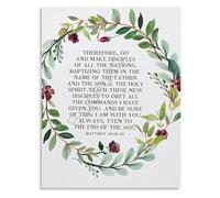 JRBJWYVV Bible Verse Matthew 28 19-20 Therefore Go And Make Disciples of All Nations Poster Canvas Painting Wall-Art for Living Room Bedroom Decor(Framed,16x24inch(40x60cm))