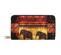 JRBWTDBW African Elephant Patchwork Long Faux Leather Clutch Chic Stylish Women's Wallets for Modern Women Large Capacity Card Holder and Organizer Pockets Durable Purse Handbag for Everyday Travel