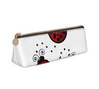 JRBWTDBW Art Ladybug Tracks Leather Pencil Case Slim Design Pen Bag with Metallic Zipper Pocket Size for Or Student Office College Middle School Pen Pouch