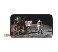 JRBWTDBW Astronaut On The Moon Long Faux Leather Clutch Chic Stylish Women's Wallets for Modern Women Large Capacity Card Holder and Organizer Pockets Durable Purse Handbag for Everyday Travel