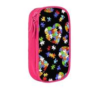 JRBWTDBW Autism Awareness Puzzle Pieces Heart Pencil Case for Students Girls Boys Large Capacity Adult Pen Maker Pencil Pouch Office Organizer Simple Durable Multifunctional Pencil Bag
