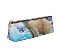 JRBWTDBW Bear Ice Leather Pencil Case Slim Design Pen Bag with Metallic Zipper Pocket Size for Or Student Office College Middle School Pen Pouch