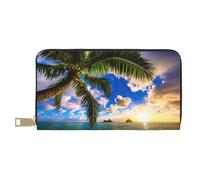 JRBWTDBW Beautiful Sunrise Ocean Long Faux Leather Clutch Chic Stylish Women's Wallets for Modern Women Large Capacity Card Holder and Organizer Pockets Durable Purse Handbag for Everyday Travel