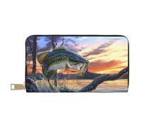 JRBWTDBW Big Fish Long Faux Leather Clutch Chic Stylish Women's Wallets for Modern Women Large Capacity Card Holder and Organizer Pockets Durable Purse Handbag for Everyday Travel