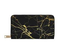 JRBWTDBW Black Gold Marble Long Faux Leather Clutch Chic Stylish Women's Wallets for Modern Women Large Capacity Card Holder and Organizer Pockets Durable Purse Handbag for Everyday Travel