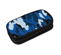 JRBWTDBW Blue Camo Pencil Case for Students Girls Boys Large Capacity Adult Pen Maker Pencil Pouch Office Organizer Simple Durable Multifunctional Pencil Bag