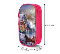 JRBWTDBW Christmas Village Pencil Case for Students Girls Boys Large Capacity Adult Pen Maker Pencil Pouch Office Organizer Simple Durable Multifunctional Pencil Bag