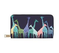 JRBWTDBW Colorful Giraffe Fans Lovers Long Faux Leather Clutch Chic Stylish Women's Wallets for Modern Women Large Capacity Card Holder and Organizer Pockets Durable Purse Handbag for Everyday Travel