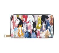 JRBWTDBW Colourful Cartoon Horses Long Faux Leather Clutch Chic Stylish Women's Wallets for Modern Women Large Capacity Card Holder and Organizer Pockets Durable Purse Handbag for Everyday Travel