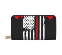JRBWTDBW Firefighter American Flag Long Faux Leather Clutch Chic Stylish Women's Wallets for Modern Women Large Capacity Card Holder and Organizer Pockets Durable Purse Handbag for Everyday Travel