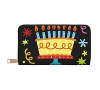 JRBWTDBW Happy Birthday Big Cake Long Faux Leather Clutch Chic Stylish Women's Wallets for Modern Women Large Capacity Card Holder and Organizer Pockets Durable Purse Handbag for Everyday Travel