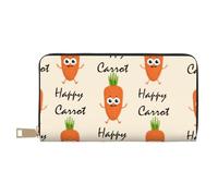 JRBWTDBW Happy Carrot Long Faux Leather Clutch Chic Stylish Women's Wallets for Modern Women Large Capacity Card Holder and Organizer Pockets Durable Purse Handbag for Everyday Travel
