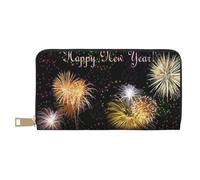 JRBWTDBW Happy New Year Long Faux Leather Clutch Chic Stylish Women's Wallets for Modern Women Large Capacity Card Holder and Organizer Pockets Durable Purse Handbag for Everyday Travel