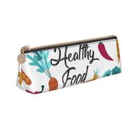 JRBWTDBW Healthy Food Leather Pencil Case Slim Design Pen Bag with Metallic Zipper Pocket Size for Or Student Office College Middle School Pen Pouch