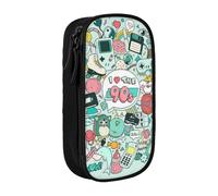 JRBWTDBW I Love The 90s Illustration Pencil Case for Students Girls Boys Large Capacity Adult Pen Maker Pencil Pouch Office Organizer Simple Durable Multifunctional Pencil Bag