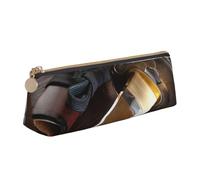 JRBWTDBW Japan Samurai Sword Leather Pencil Case Slim Design Pen Bag with Metallic Zipper Pocket Size for Or Student Office College Middle School Pen Pouch