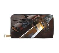 JRBWTDBW Japan Samurai Sword Long Faux Leather Clutch Chic Stylish Women's Wallets for Modern Women Large Capacity Card Holder and Organizer Pockets Durable Purse Handbag for Everyday Travel