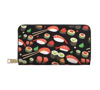 JRBWTDBW Japanese Sushi Shrimp Long Faux Leather Clutch Chic Stylish Women's Wallets for Modern Women Large Capacity Card Holder and Organizer Pockets Durable Purse Handbag for Everyday Travel