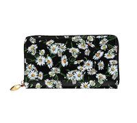 JRBWTDBW Leather Women's Beauty Daisy Printed Wallets Large Capacity Card Holder Ladies Purse with Multiple Card Slots Long Ladies Purse with Zipper Compartment 19cm*10.5cm Ladies Purses Soft Leather