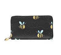 JRBWTDBW Leather Women's Bumble Bees Printed Wallets Large Capacity Card Holder Ladies Purse with Multiple Card Slots Long Ladies Purse with Zipper Compartment 19cm*10.5cm Ladies Purses Soft Leather