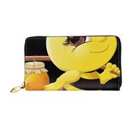 JRBWTDBW Leather Women's Honey Bee Printed Wallets Large Capacity Card Holder Ladies Purse with Multiple Card Slots Long Ladies Purse with Zipper Compartment 19cm*10.5cm Ladies Purses Soft Leather