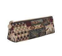 JRBWTDBW Lodge Bear Deer Leather Pencil Case Slim Design Pen Bag with Metallic Zipper Pocket Size for Or Student Office College Middle School Pen Pouch