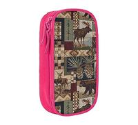 JRBWTDBW Lodge Bear Deer Pencil Case for Students Girls Boys Large Capacity Adult Pen Maker Pencil Pouch Office Organizer Simple Durable Multifunctional Pencil Bag