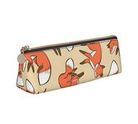 JRBWTDBW Many Foxes Leather Pencil Case Slim Design Pen Bag with Metallic Zipper Pocket Size for Or Student Office College Middle School Pen Pouch