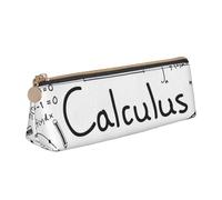 JRBWTDBW Math Geometry Geek Calculus Leather Pencil Case Slim Design Pen Bag with Metallic Zipper Pocket Size for Or Student Office College Middle School Pen Pouch