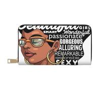 JRBWTDBW Melanin Afro Woman Long Faux Leather Clutch Chic Stylish Women's Wallets for Modern Women Large Capacity Card Holder and Organizer Pockets Durable Purse Handbag for Everyday Travel