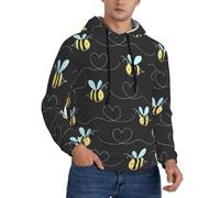 JRBWTDBW Men’s Pullover Hooded Sweatshirts Bumble Bees Print Long Sleeve Casual Fashion Drawstring Hoodies With Pocket - Soft, Comfortable, Lightweight, And Stylish