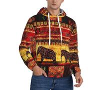 JRBWTDBW Men'S Hoodies Sweatshirt African Elephant Patchwork Print Hooded Pullover Casaul Sports Outdoor Long Sleeve Drawstring Hoody Hooded Tops With Pockets