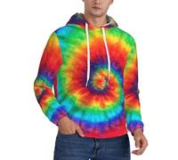 JRBWTDBW Men'S Hoodies Sweatshirt Tie Dye Hippies Print Hooded Pullover Casaul Sports Outdoor Long Sleeve Drawstring Hoody Hooded Tops With Pockets