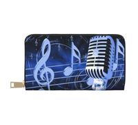 JRBWTDBW Microphone with Music Notes Long Faux Leather Clutch Chic Stylish Women's Wallets for Modern Women Large Capacity Card Holder and Organizer Pockets Durable Purse Handbag for Everyday Travel