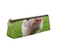 JRBWTDBW Naughty Pig Leather Pencil Case Slim Design Pen Bag with Metallic Zipper Pocket Size for Or Student Office College Middle School Pen Pouch