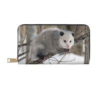JRBWTDBW Opossum in Snow Long Faux Leather Clutch Chic Stylish Women's Wallets for Modern Women Large Capacity Card Holder and Organizer Pockets Durable Purse Handbag for Everyday Travel