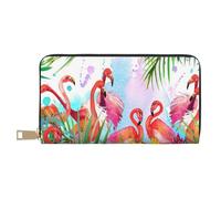 JRBWTDBW Painted Flamingo Long Faux Leather Clutch Chic Stylish Women's Wallets for Modern Women Large Capacity Card Holder and Organizer Pockets Durable Purse Handbag for Everyday Travel