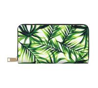 JRBWTDBW Palm Tree Green Leaves Long Faux Leather Clutch Chic Stylish Women's Wallets for Modern Women Large Capacity Card Holder and Organizer Pockets Durable Purse Handbag for Everyday Travel