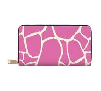JRBWTDBW Pink Giraffe Texture Long Faux Leather Clutch Chic Stylish Women's Wallets for Modern Women Large Capacity Card Holder and Organizer Pockets Durable Purse Handbag for Everyday Travel