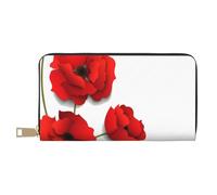 JRBWTDBW Poppy Flowers Vivid Petals Long Faux Leather Clutch Chic Stylish Women's Wallets for Modern Women Large Capacity Card Holder and Organizer Pockets Durable Purse Handbag for Everyday Travel