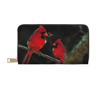JRBWTDBW Red Birds Fauna Wild Long Faux Leather Clutch Chic Stylish Women's Wallets for Modern Women Large Capacity Card Holder and Organizer Pockets Durable Purse Handbag for Everyday Travel