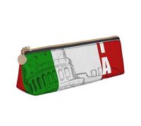 JRBWTDBW Roman Colosseum Italian Flag Leather Pencil Case Slim Design Pen Bag with Metallic Zipper Pocket Size for Or Student Office College Middle School Pen Pouch