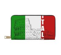 JRBWTDBW Roman Colosseum Italian Flag Long Faux Leather Clutch Chic Stylish Women's Wallets for Modern Women Large Capacity Card Holder and Organizer Pockets Durable Purse Handbag for Everyday Travel