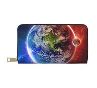 JRBWTDBW Space Planet Earth Long Faux Leather Clutch Chic Stylish Women's Wallets for Modern Women Large Capacity Card Holder and Organizer Pockets Durable Purse Handbag for Everyday Travel
