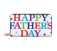 JRBWTDBW Stars and Happy Fathers Day Long Faux Leather Clutch Chic Stylish Women's Wallets for Modern Women Large Capacity Card Holder and Organizer Pockets Durable Purse Handbag for Everyday Travel